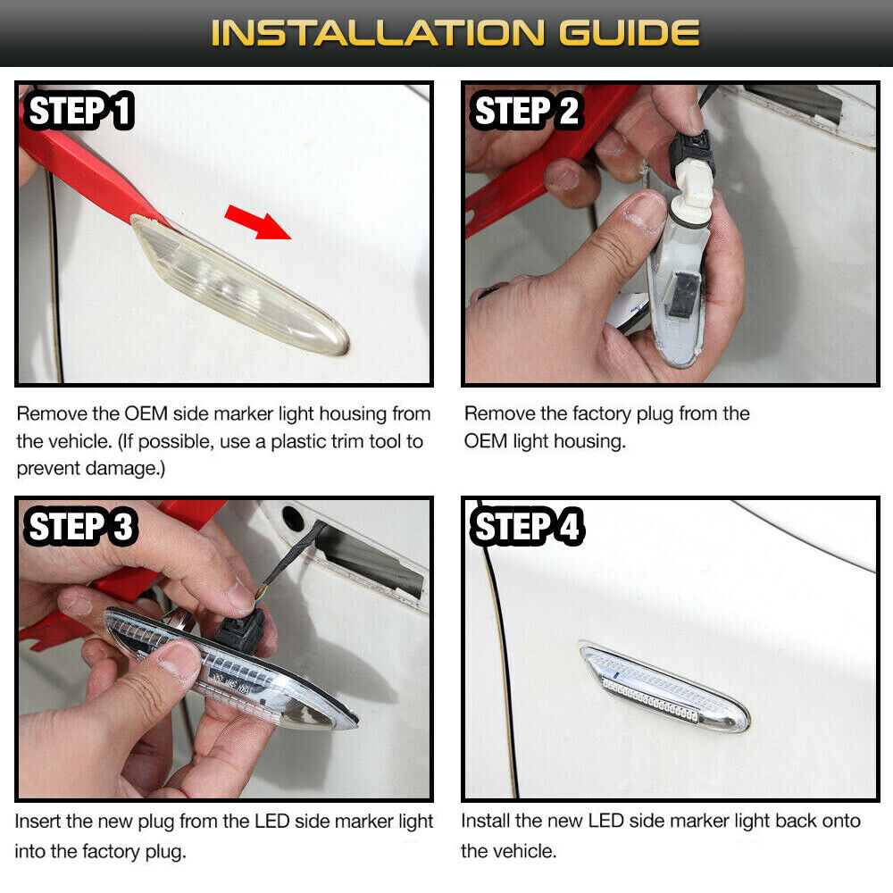 2 Smoke LED Side Marker Turn Signal Light Replacement For BMW E90 E91 E92 E93