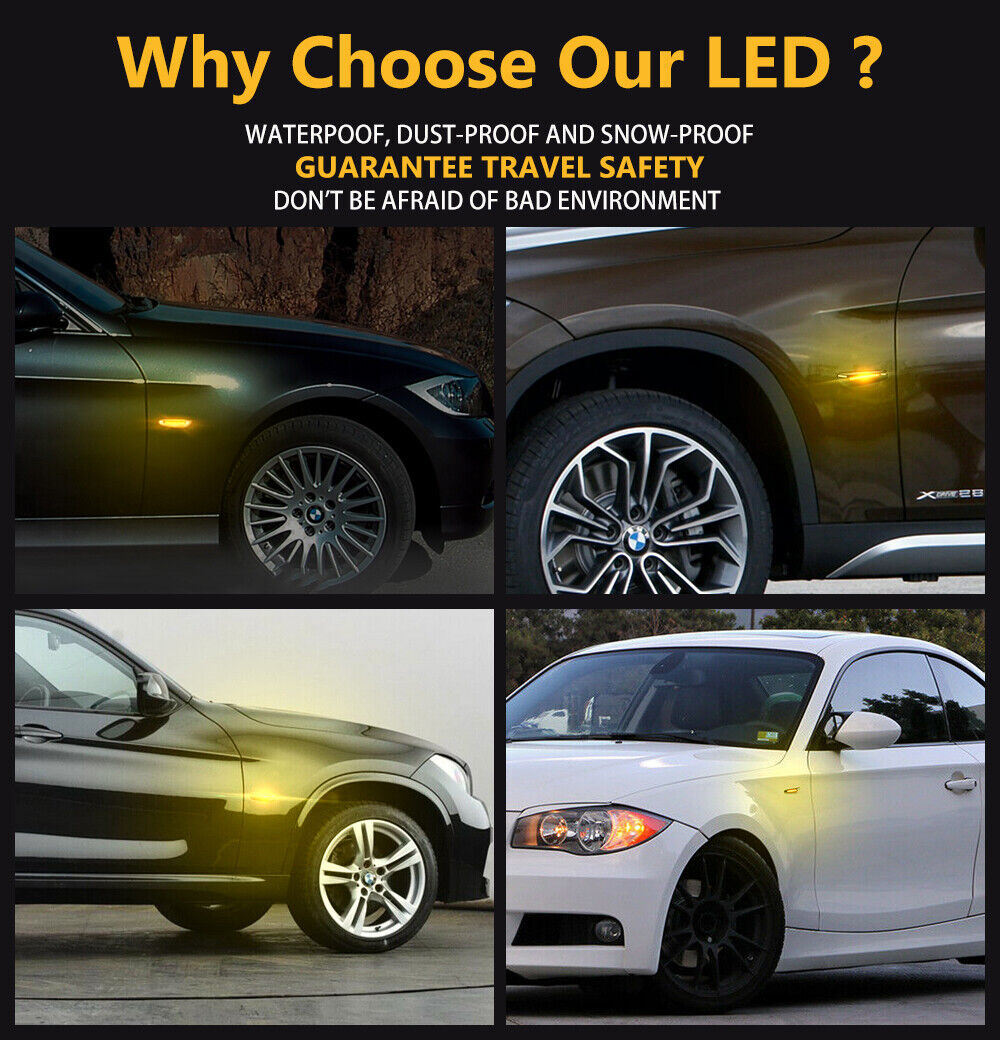 2 Smoke LED Side Marker Turn Signal Light Replacement For BMW E90 E91 E92 E93