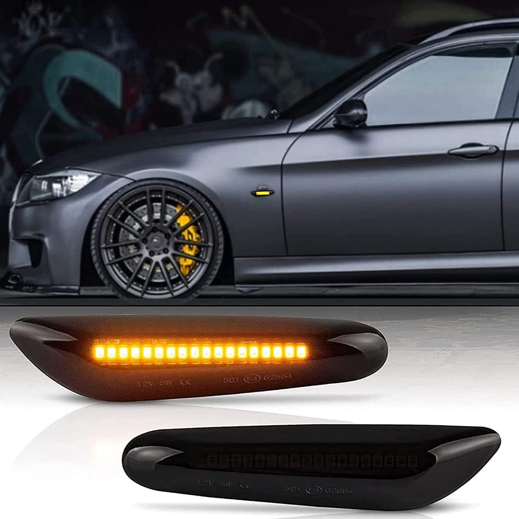 2 Smoke LED Side Marker Turn Signal Light Replacement For BMW E90 E91 E92 E93